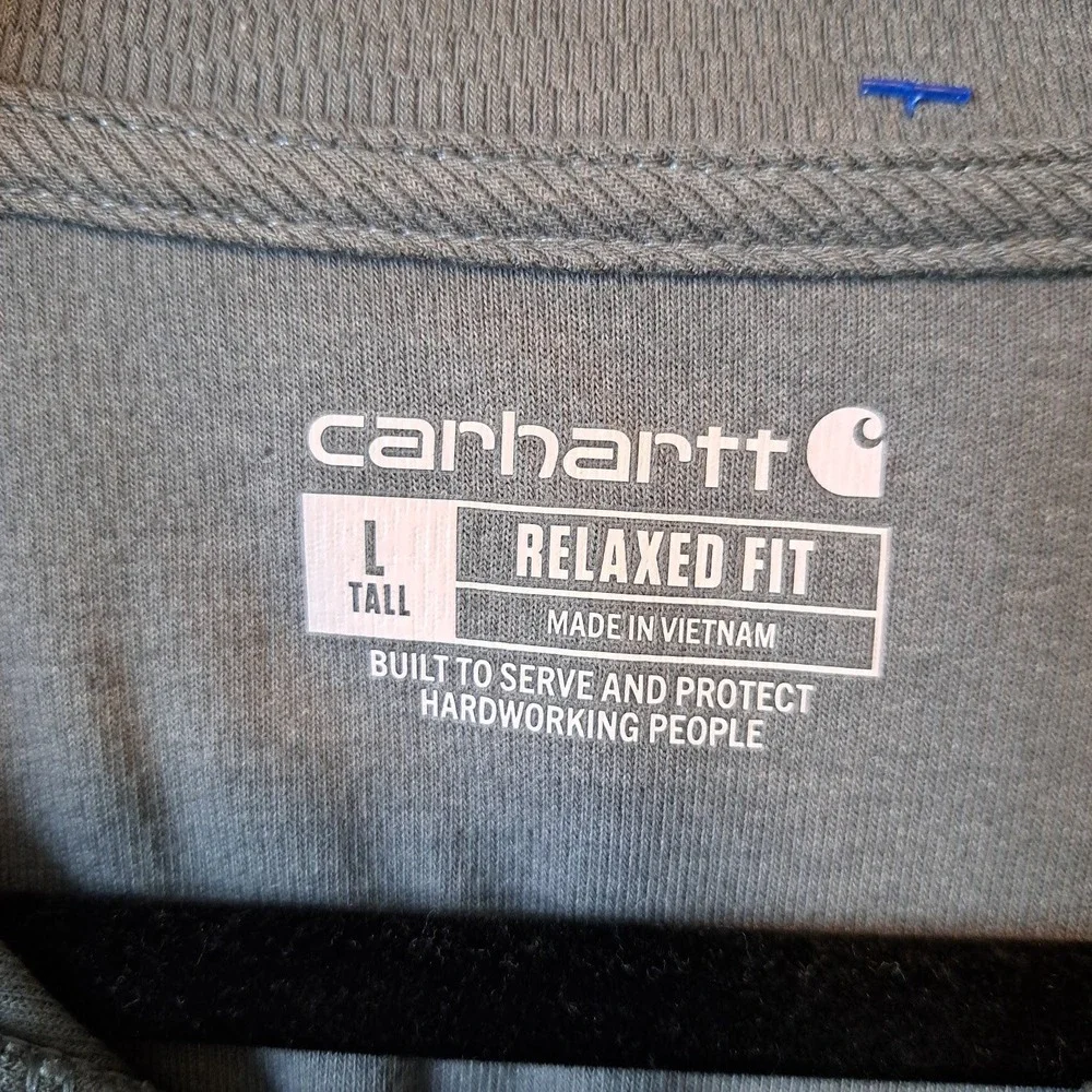 Carhartt Mens Relaxed Fit Quarter Zip Pullover Gray Large Tall Mock Neck L TALL